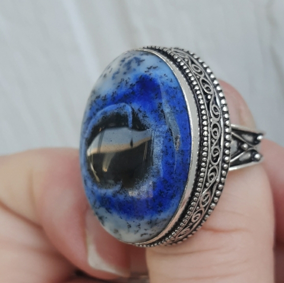 New Dendritic Opal 925 Silver Statement Ring. - Picture 7 of 8